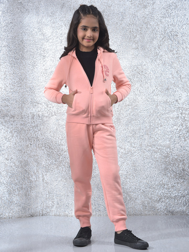 Pink Hooded Neck Knitted Sweatshirt