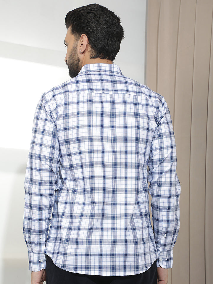 Blue Checked 100% Cotton Shirt