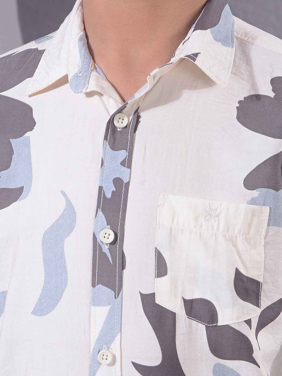 Grey Floral Print Shirt