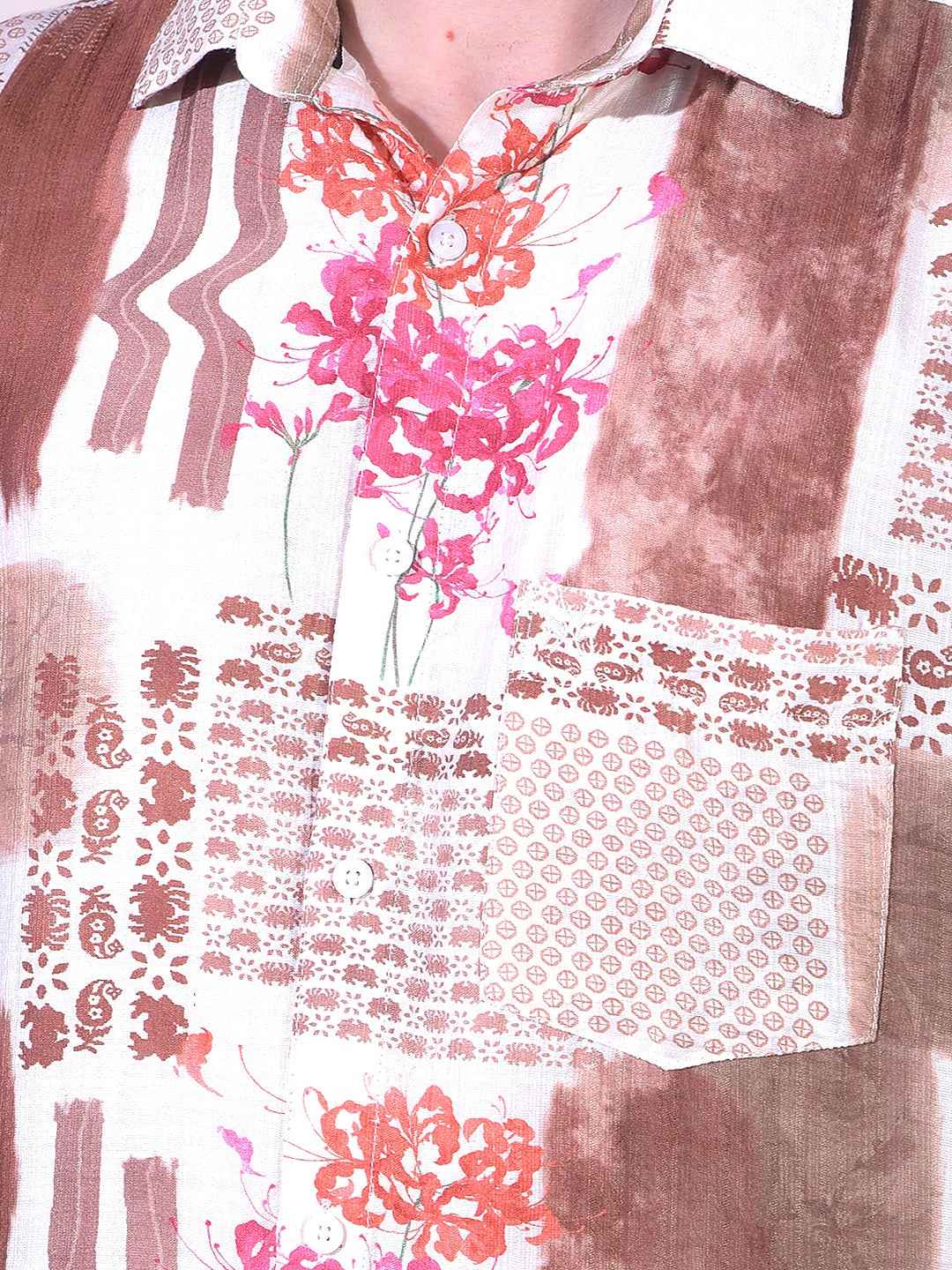 Brown Floral Print Shirt