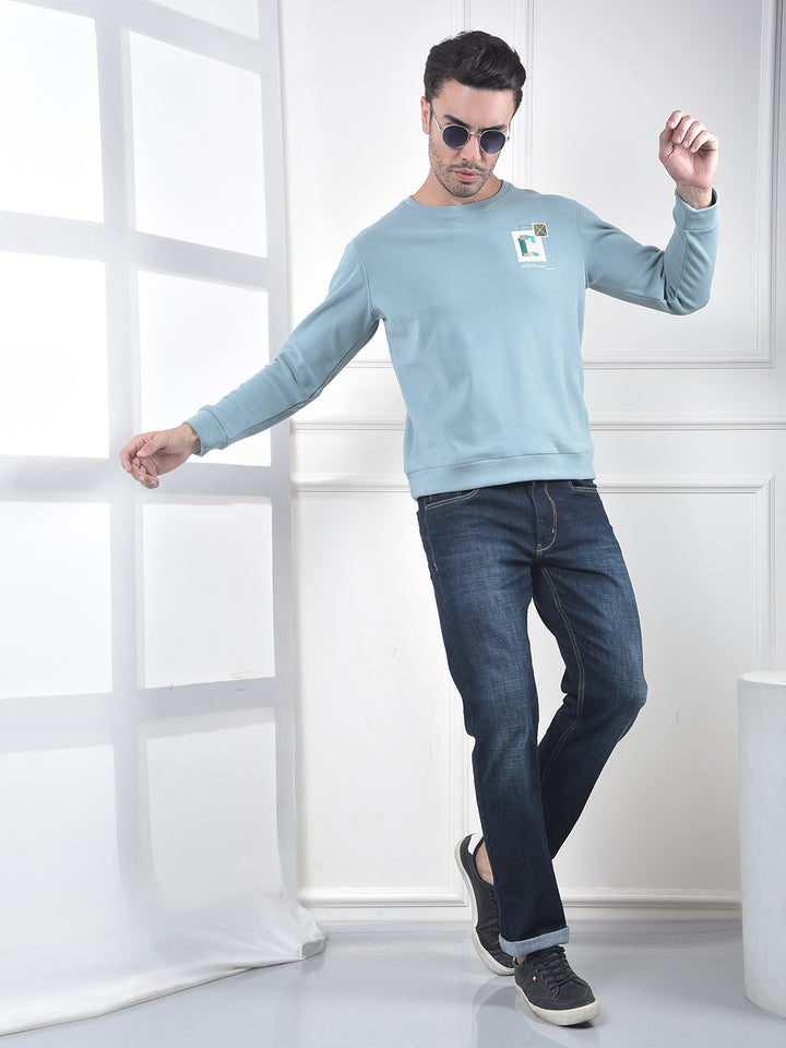 Blue Graphic Print Sweatshirt