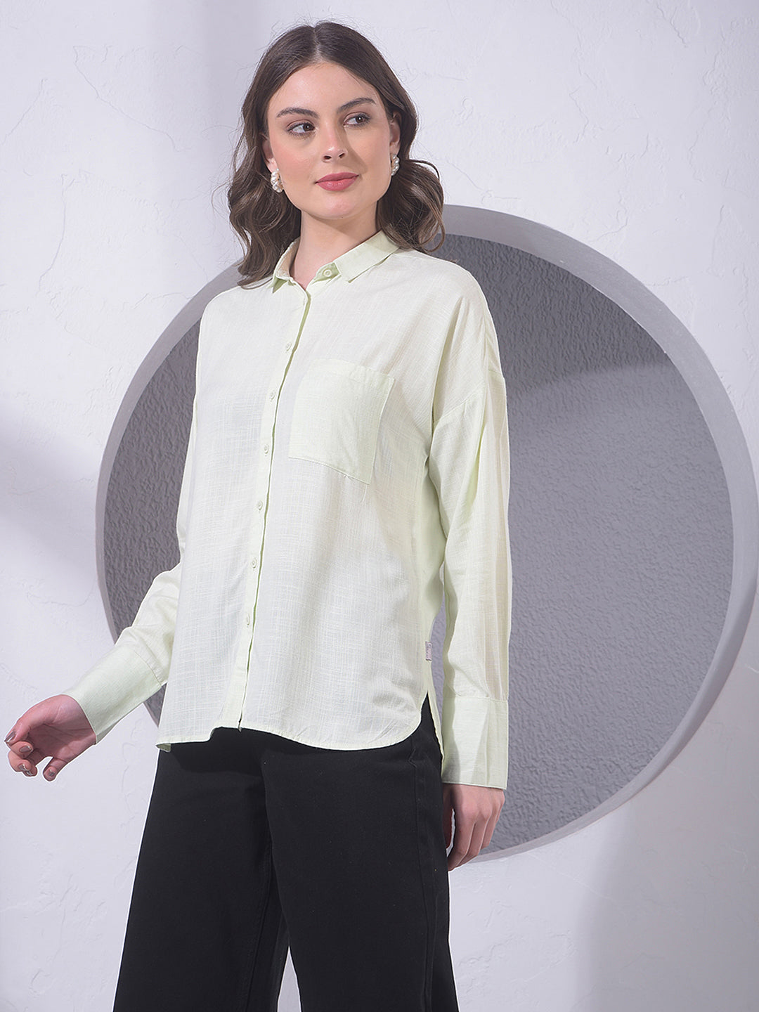 Light Green Long Sleeves Shirt - Women Shirts