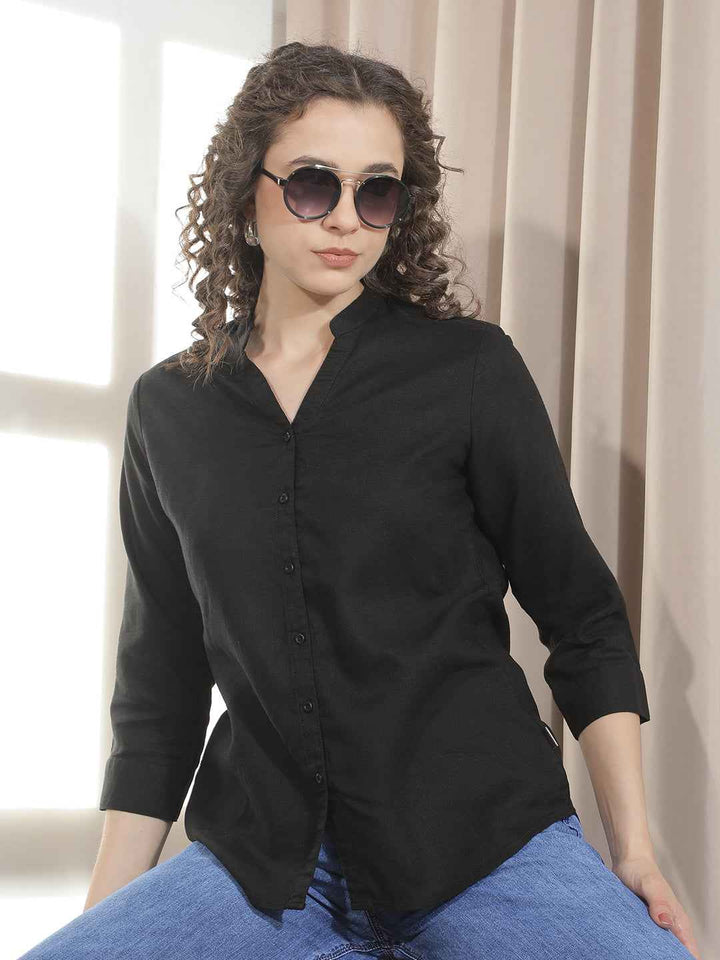 Dashing Black Luxe Linen Shirt