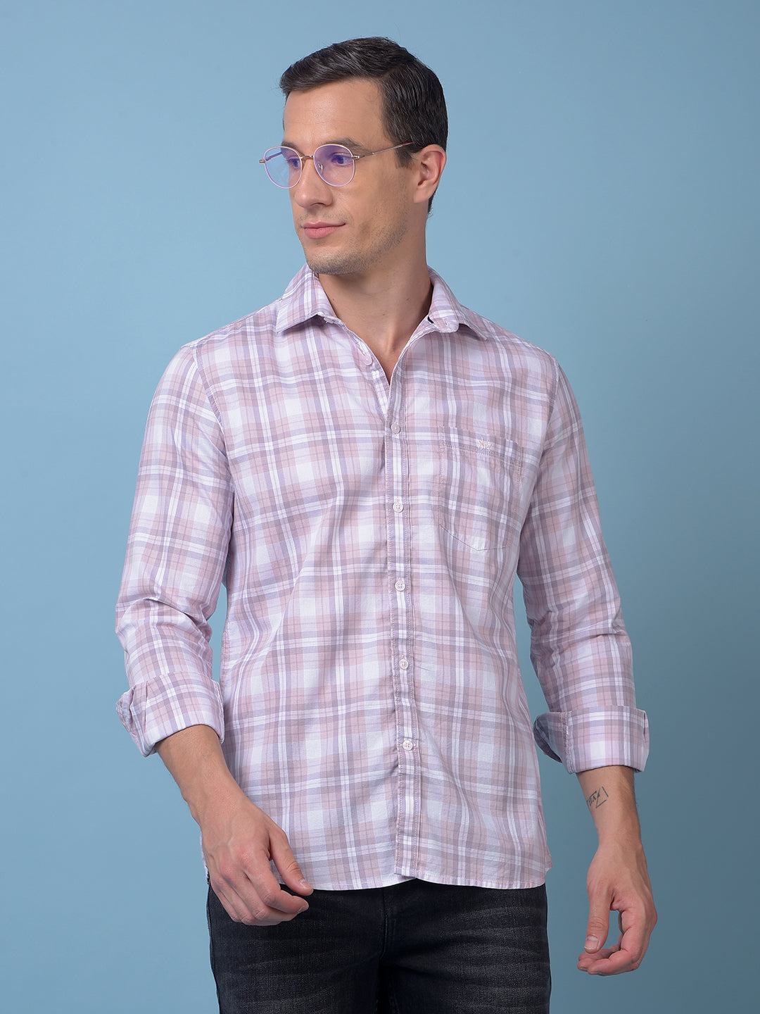 Pink Checked 100% Cotton Shirt