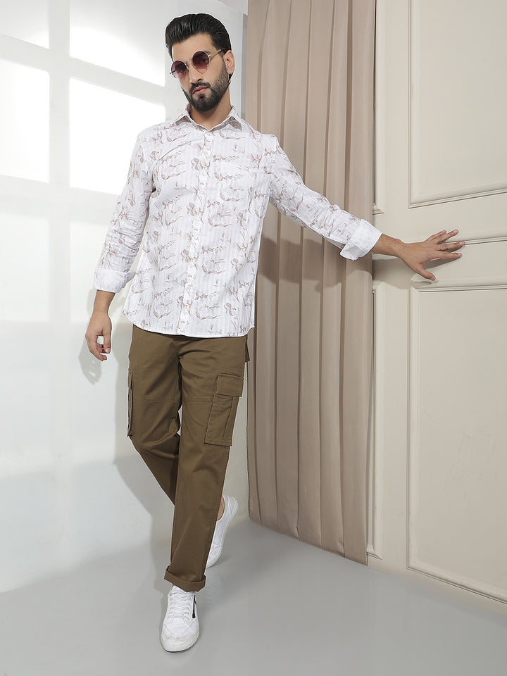 White Floral Print Shirt