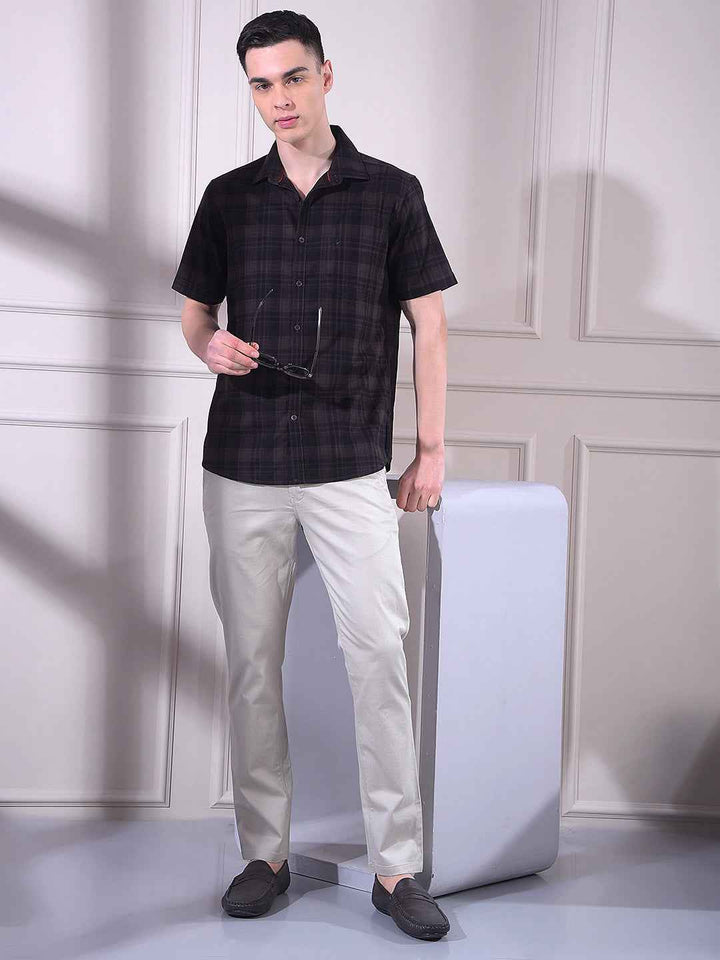 Wine 100% Cotton Checked Shirt