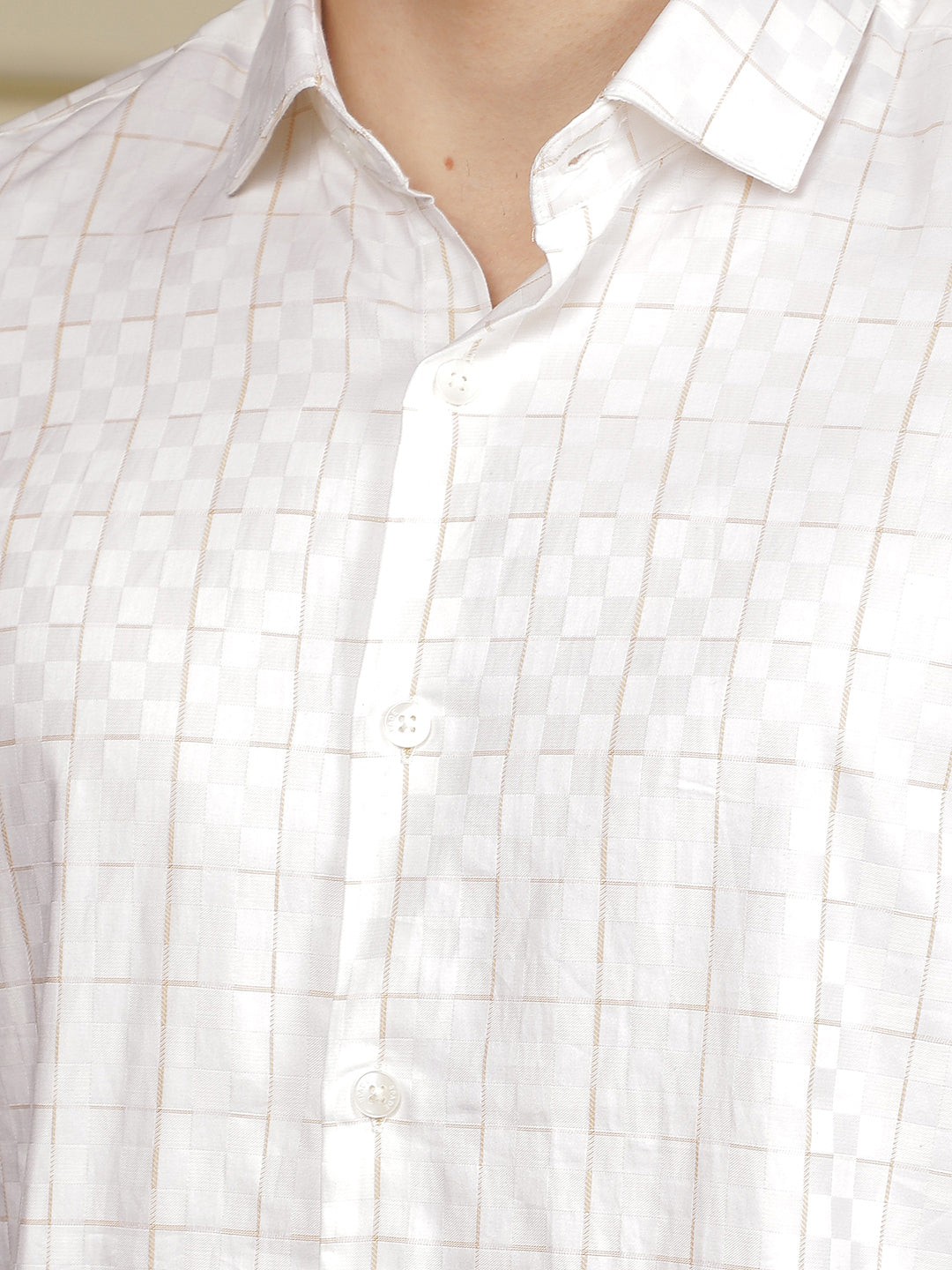 White Checked 100% Cotton Shirt