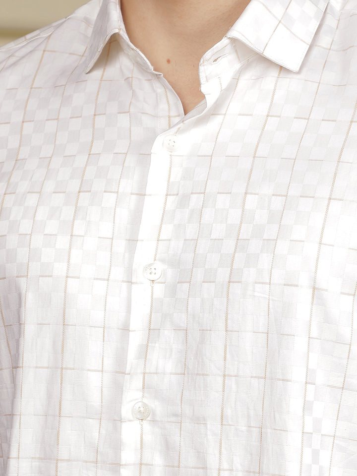White Checked 100% Cotton Shirt