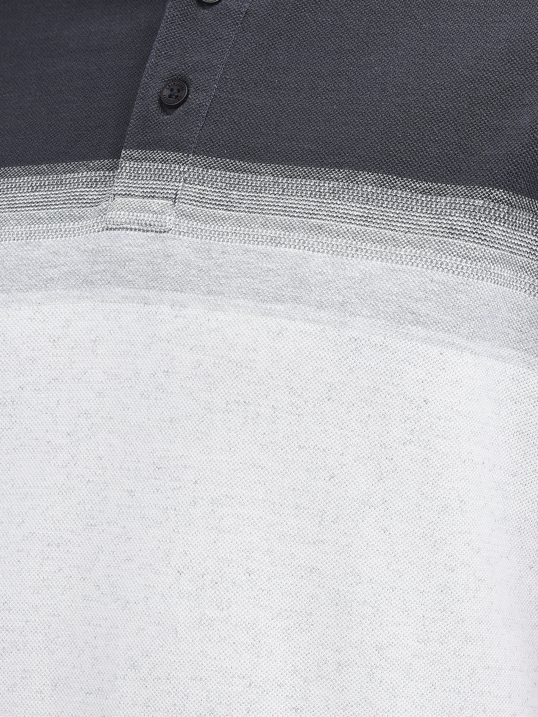 White Color-Blocked Polo Neck T-Shirt