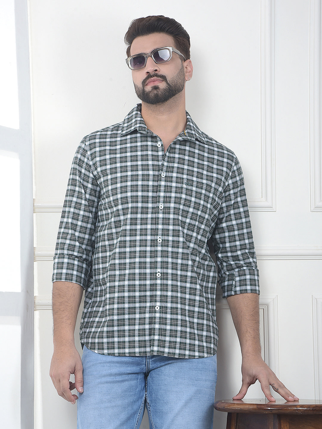 Ignite Forest Checked 100% Cotton Shirt