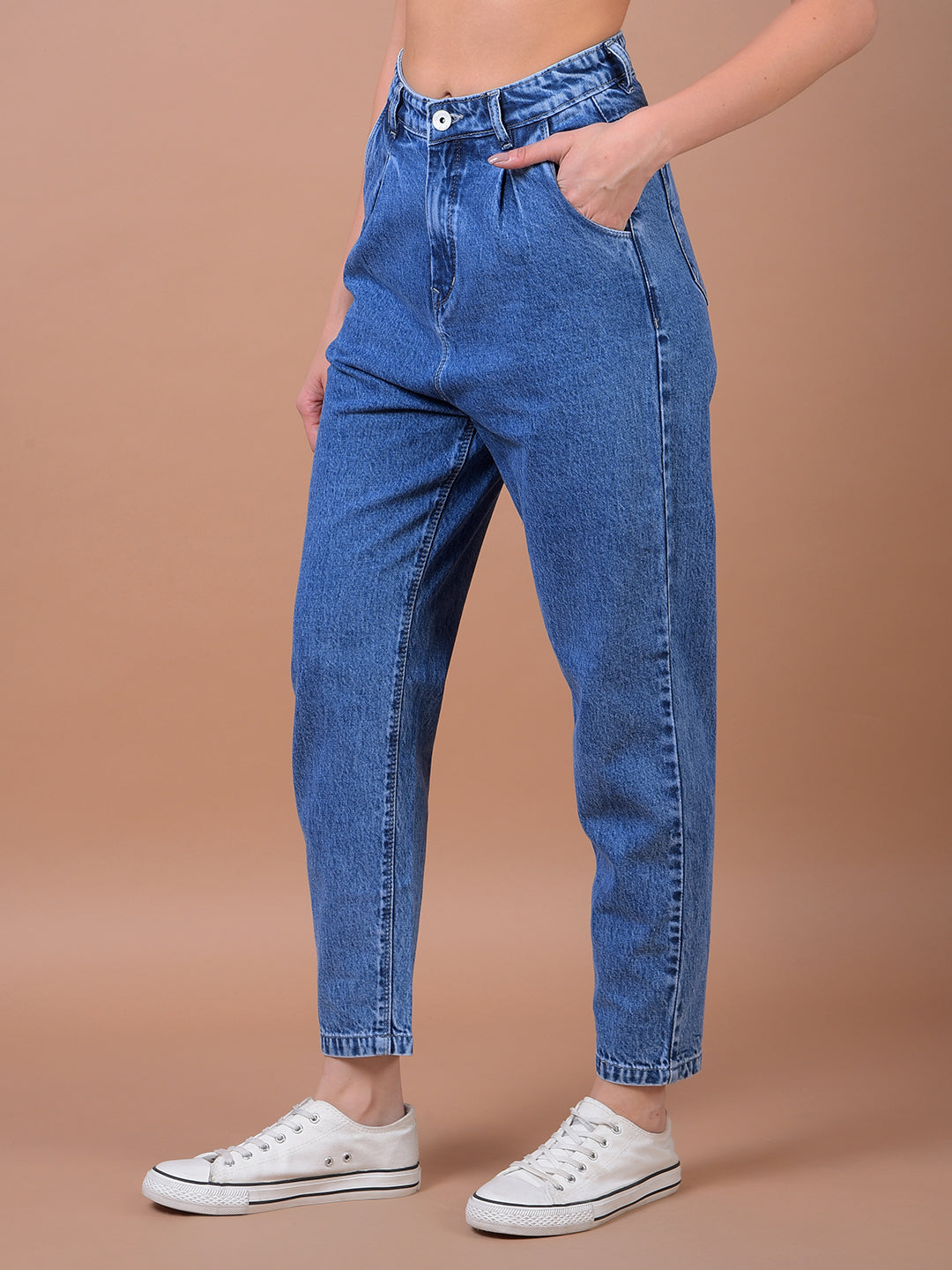 Blue 100% Cotton Baggy Jeans