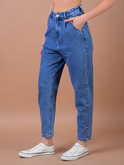 Blue 100% Cotton Baggy Jeans
