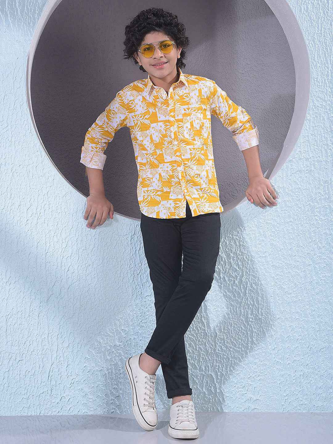 Mustard Floral Print Shirt