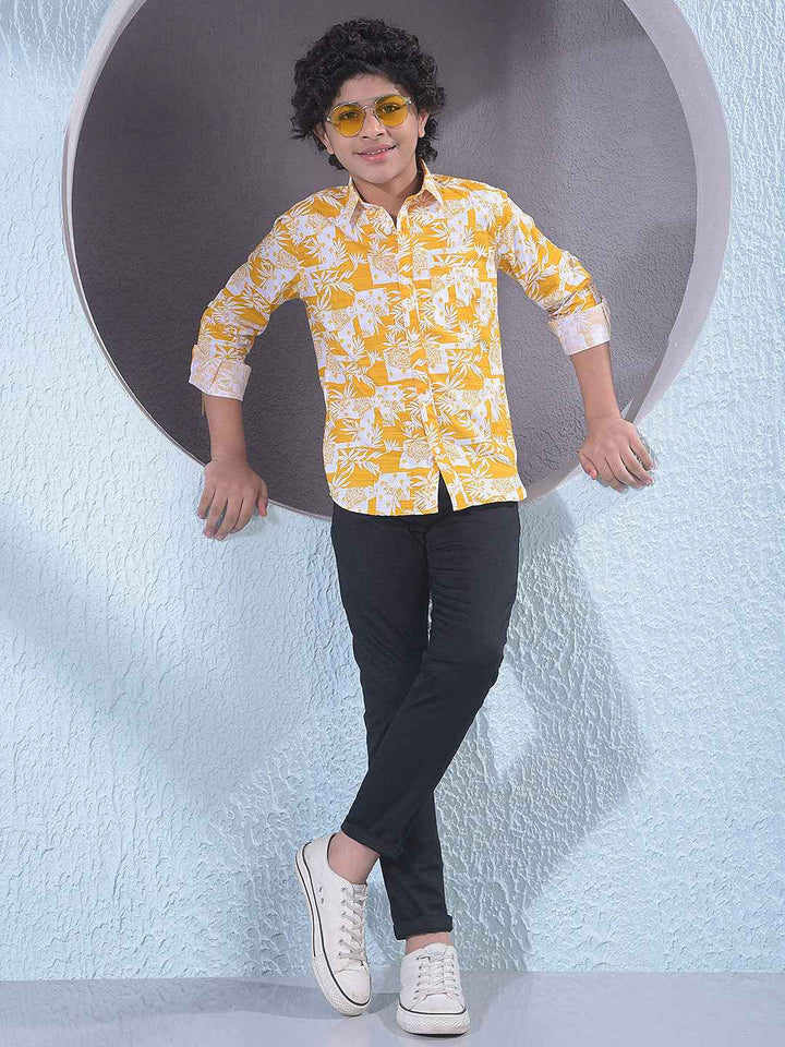 Mustard Floral Print Shirt