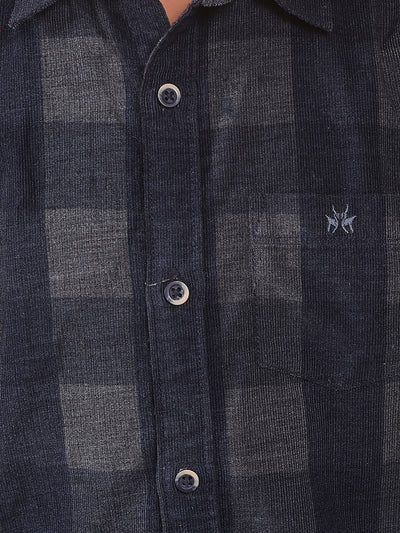 Blue Checked Corduory Shirt