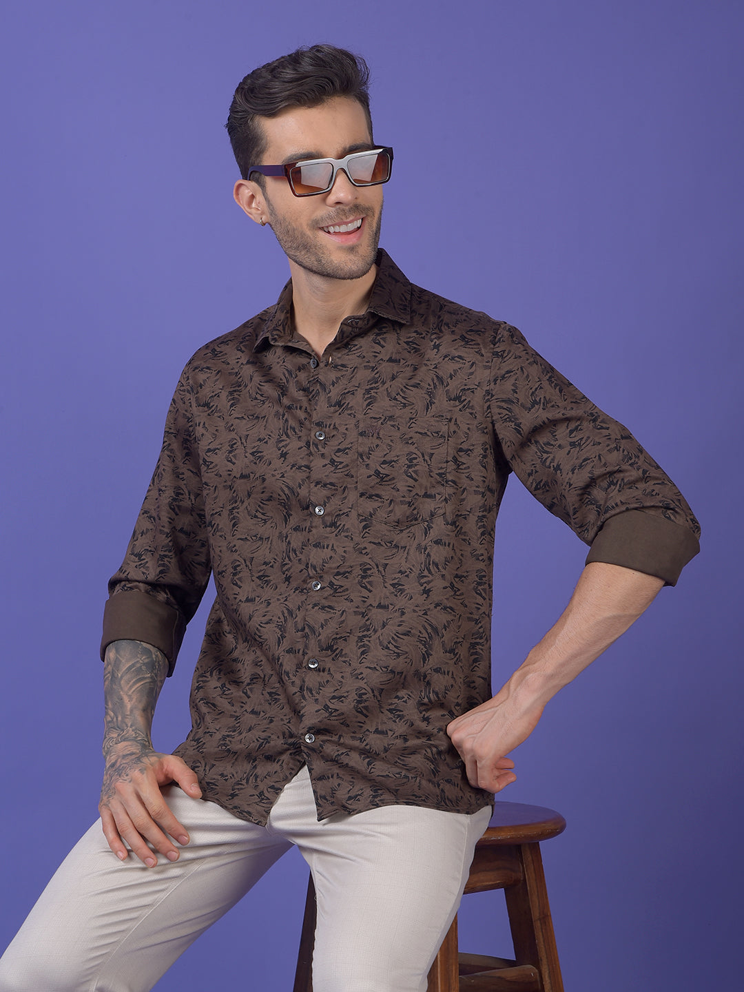 Brown Printed Shirt