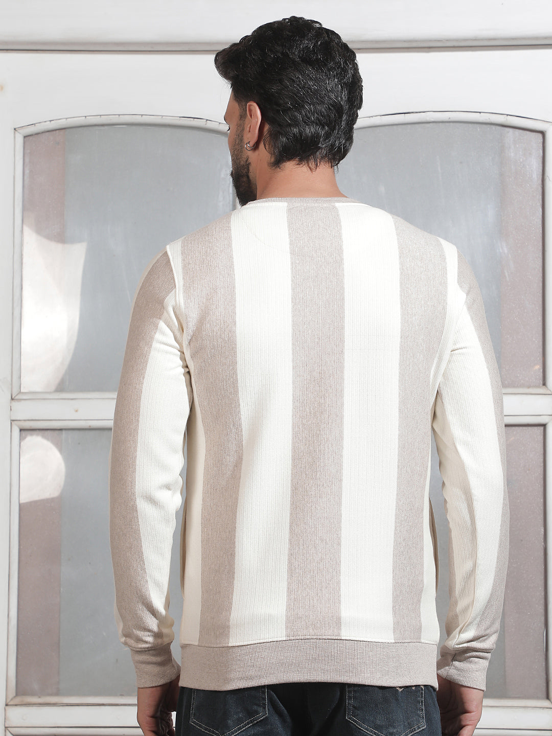 Brown Vertical Striped Sweatshirt