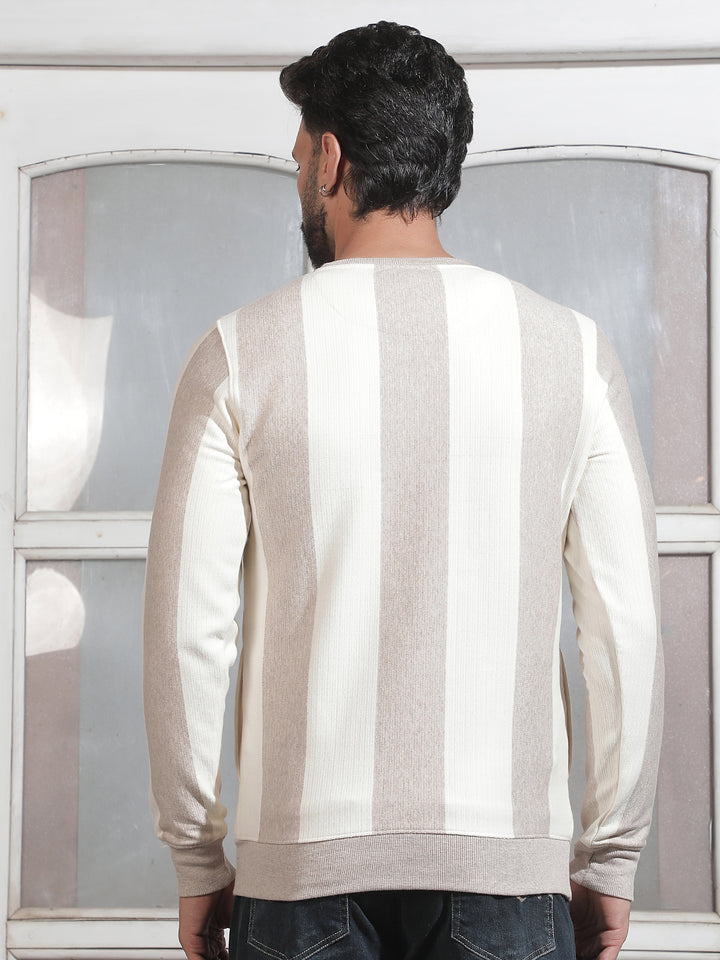 Brown Vertical Striped Sweatshirt
