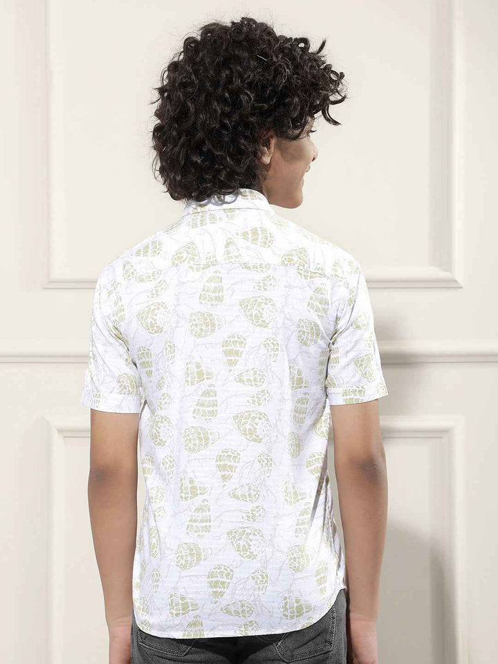 Olive Floral Print Shirt