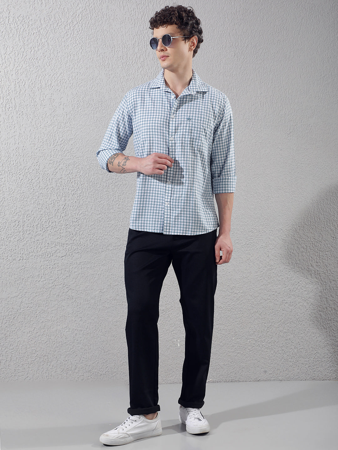 Navy Blue Printed Trousers