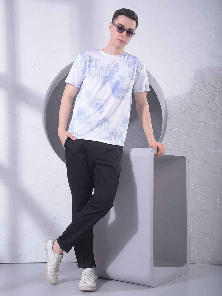 Blue Typographic Print T-Shirt