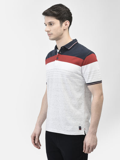 Multi-Color Color-Blocked Polo Neck T-Shirt