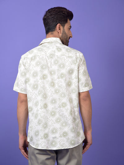 White Floral Print Shirt