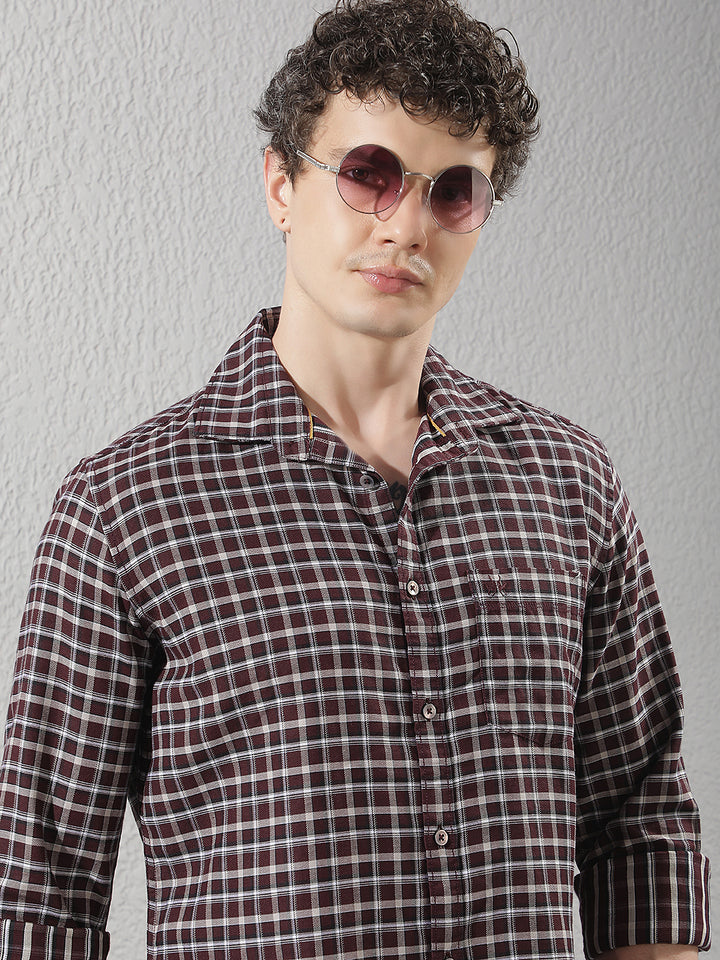 Relaxed Deep Wine Checked Shirt