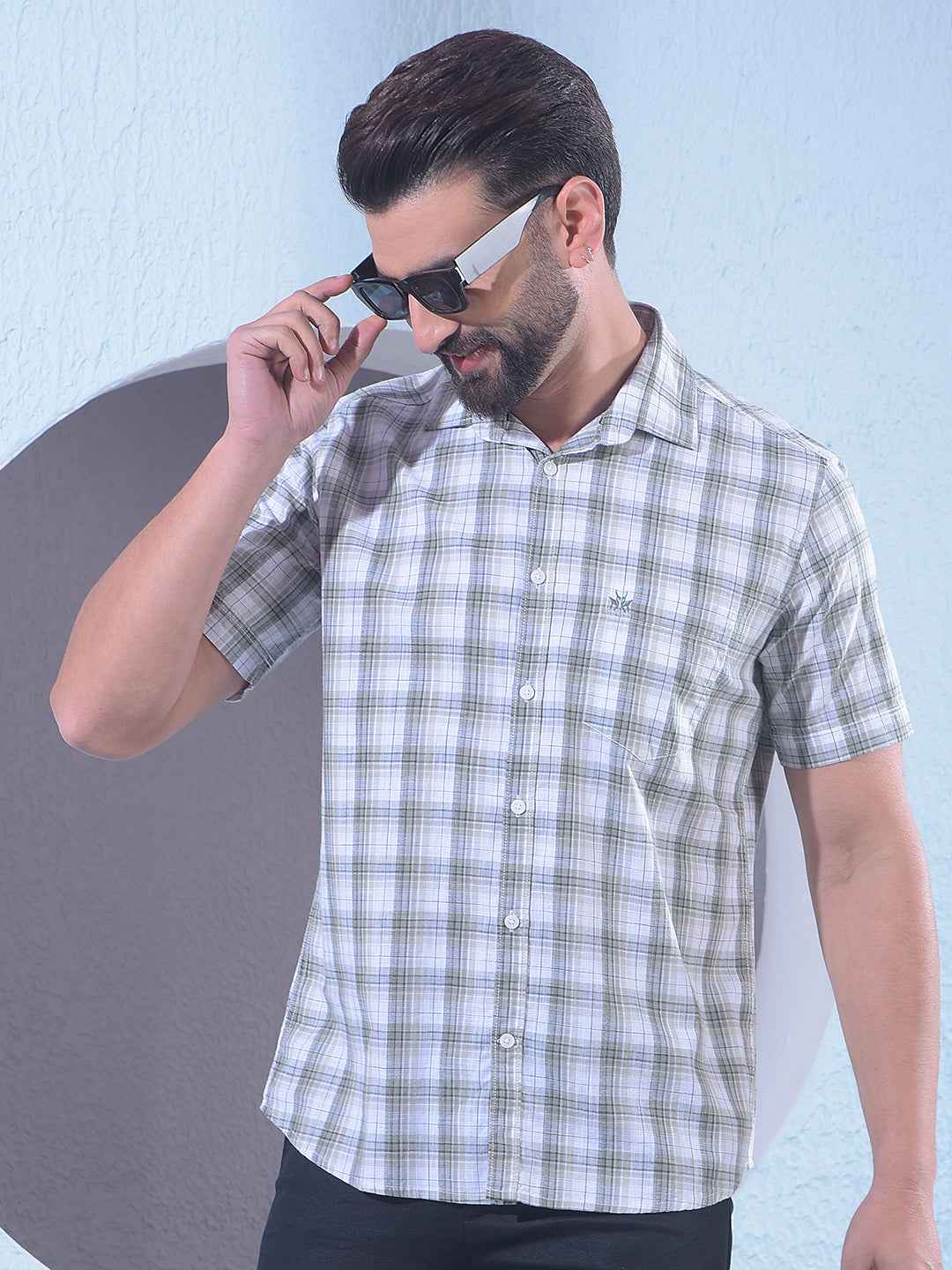 Green 100% Cotton Checked Shirt