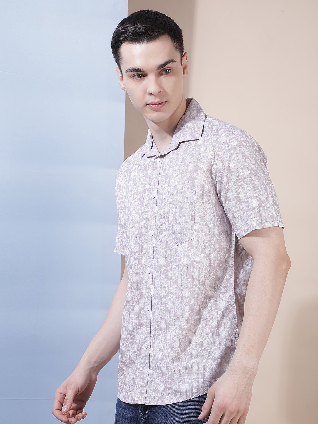 Purple Floral Print Shirt