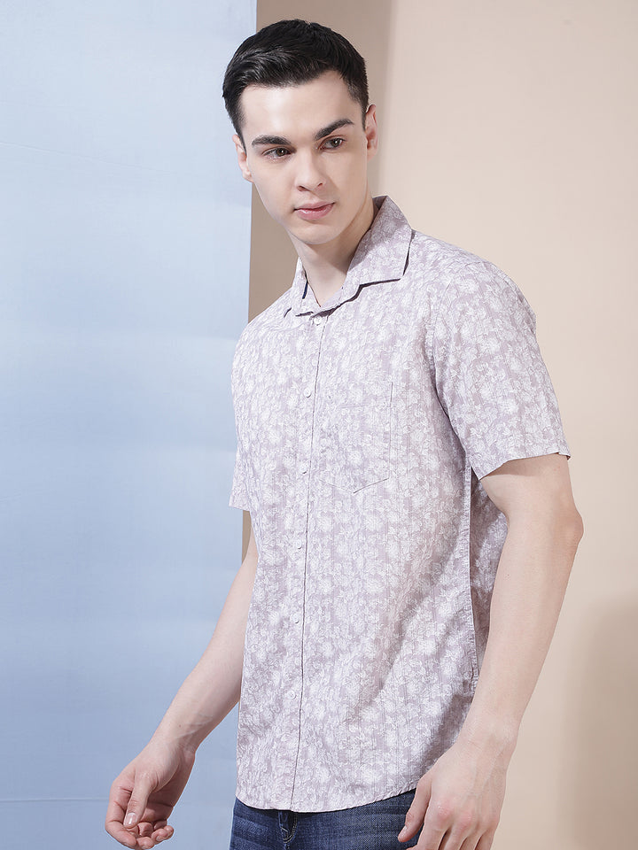 Purple Floral Print Shirt