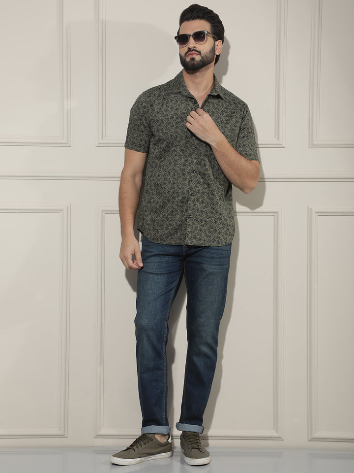 Green Floral Print Shirt