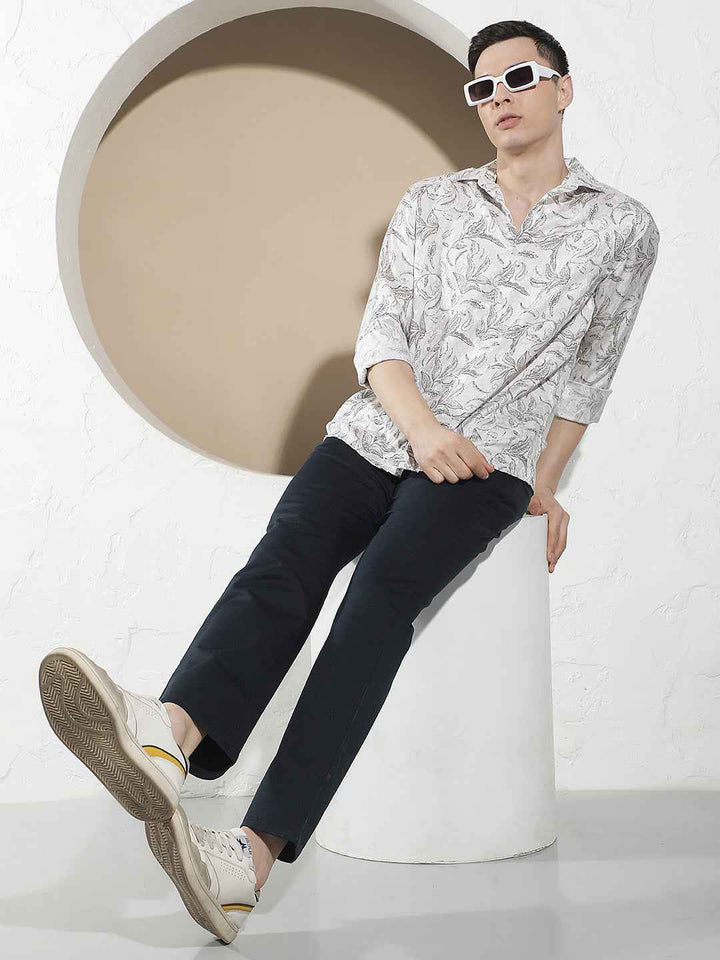 Navy Blue Chino Straight Trousers