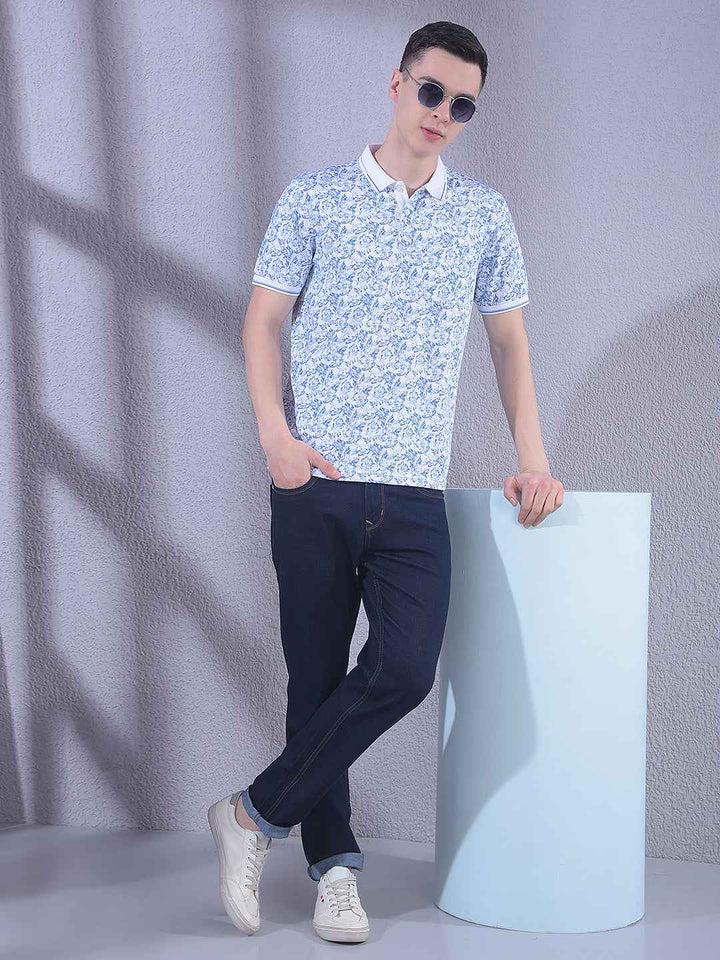Blue Floral Print T-Shirt