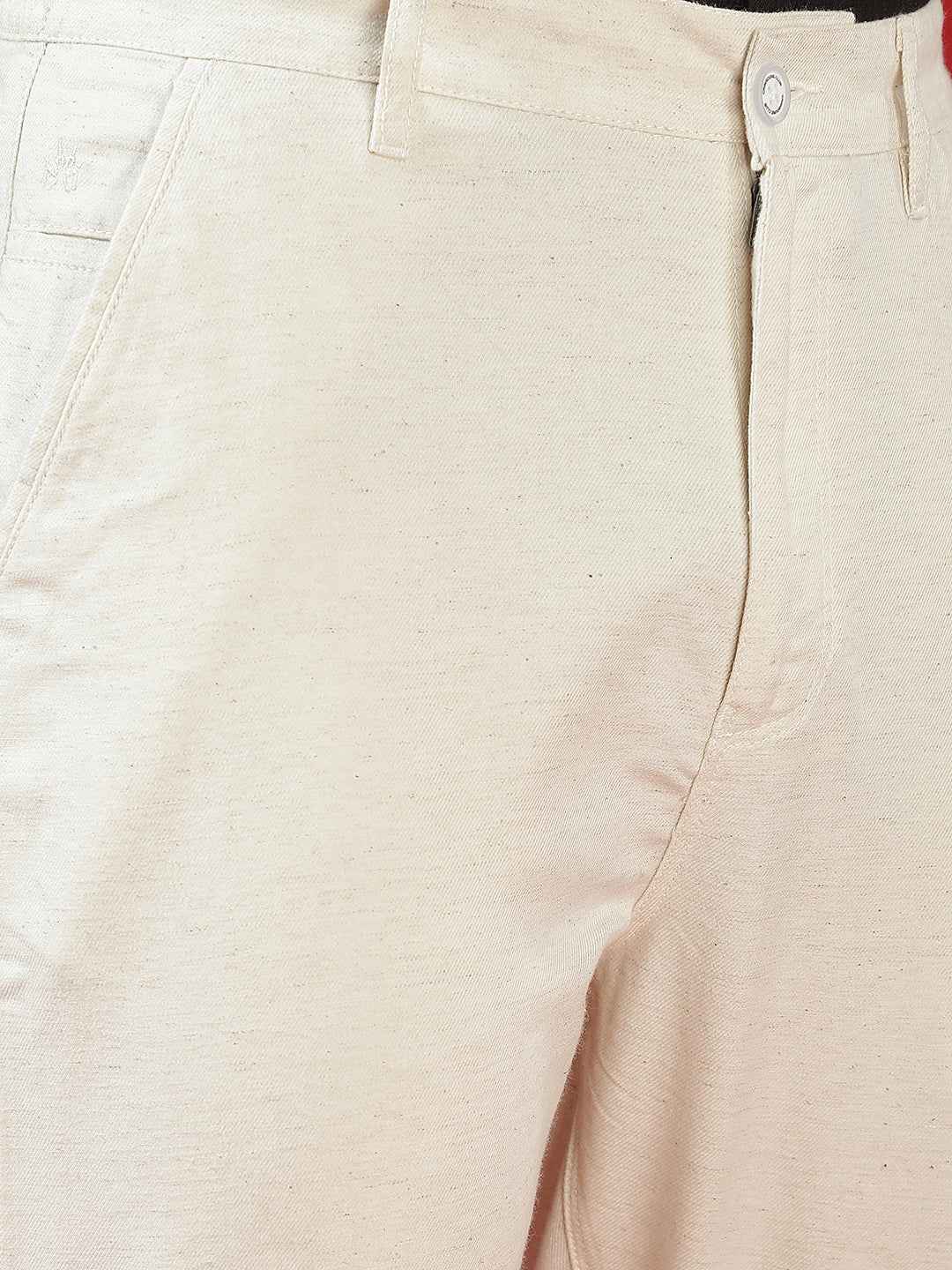 Off White Linen Comfort Trousers
