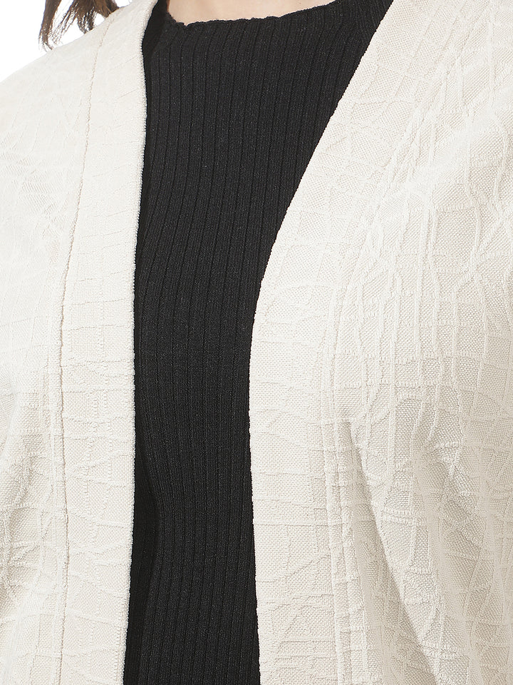 Minimalist Warm Sand Beige Jacquard Shrug