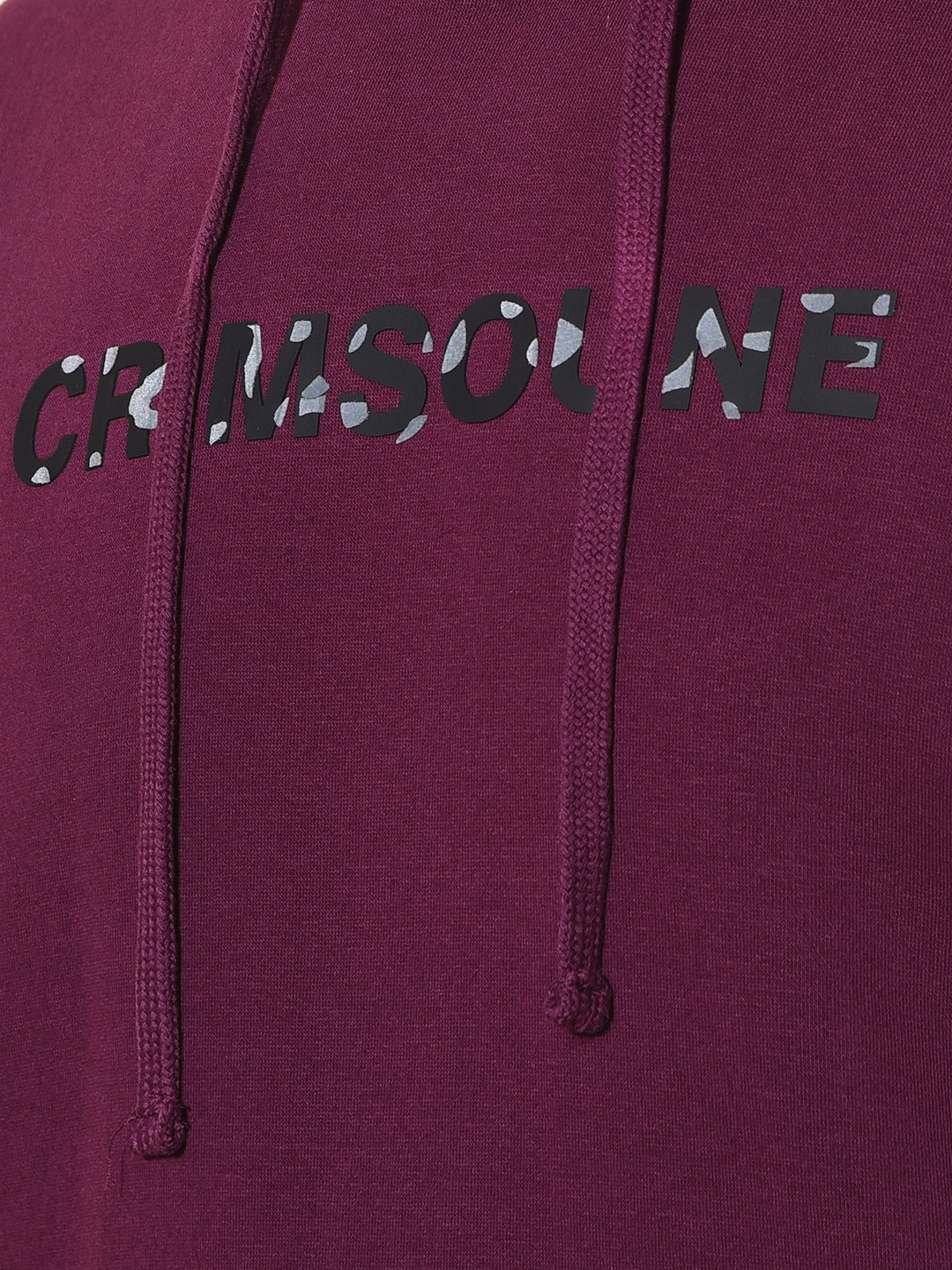 Wine Typographic Print Hooded Neck Sweatshirt