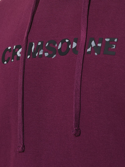 Wine Typographic Print Hooded Neck Sweatshirt