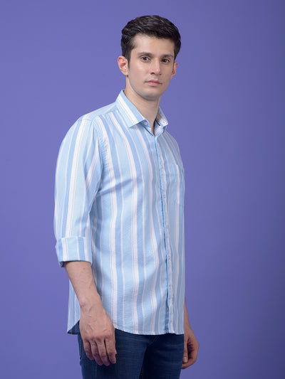 Blue Vertical Stripes 100% Cotton Shirt