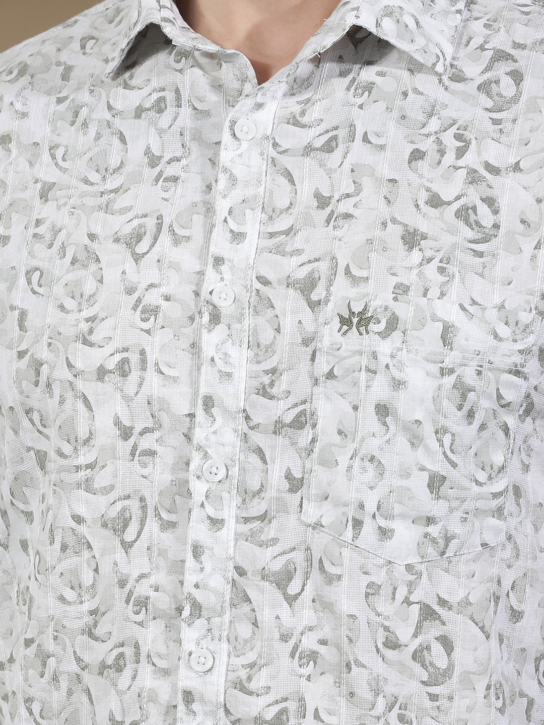 Olive Abstract Print Shirt