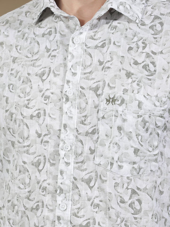 Olive Abstract Print Shirt