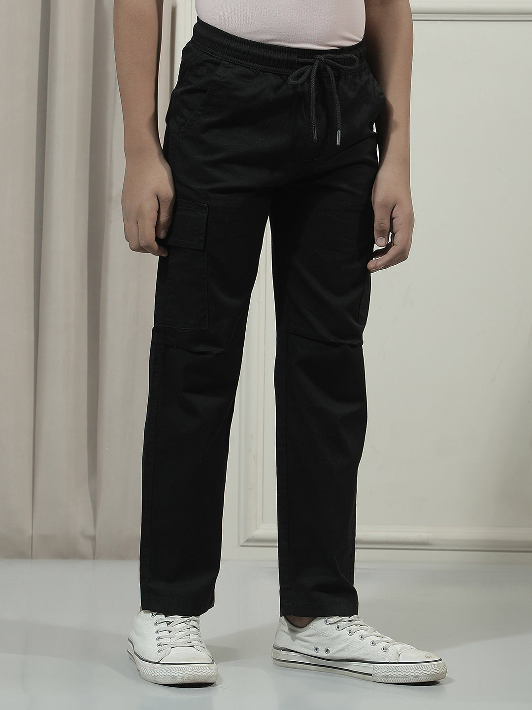 Black 100% Cotton Cargo Trackpants
