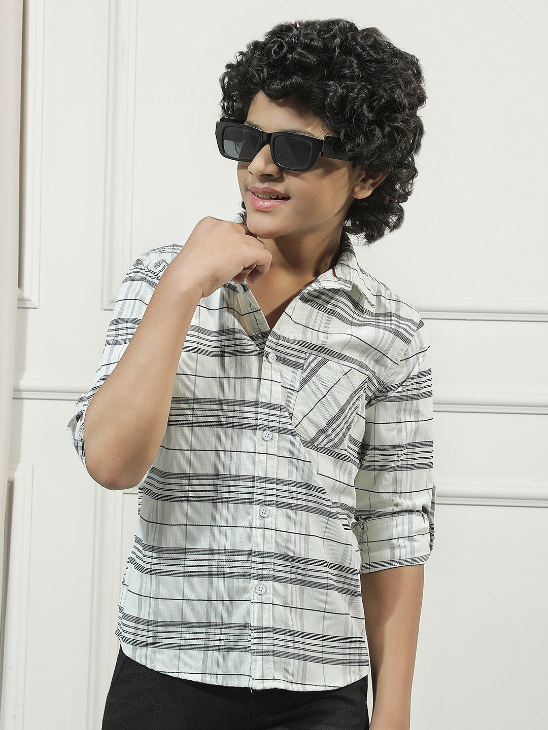 White Checked Corduroy Shirt