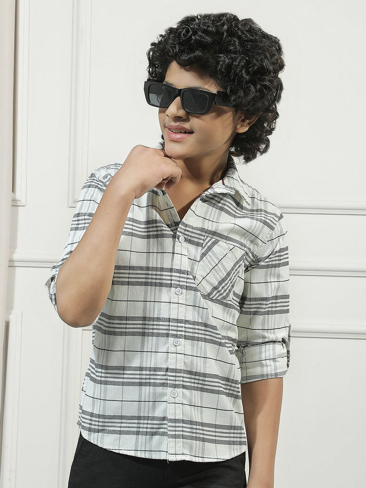 White Checked Corduroy Shirt