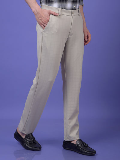 Elevated Beige Checked Trousers