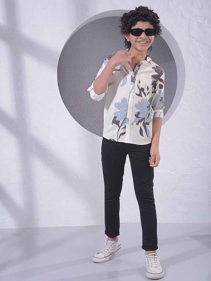 Grey Floral Print Shirt