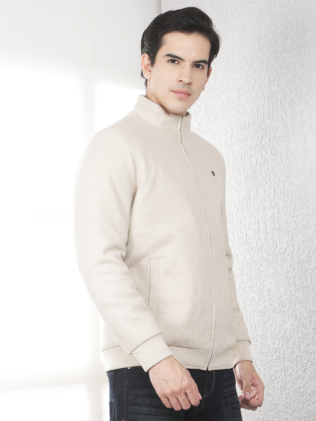 Modern Almond Beige Bomber Jacket