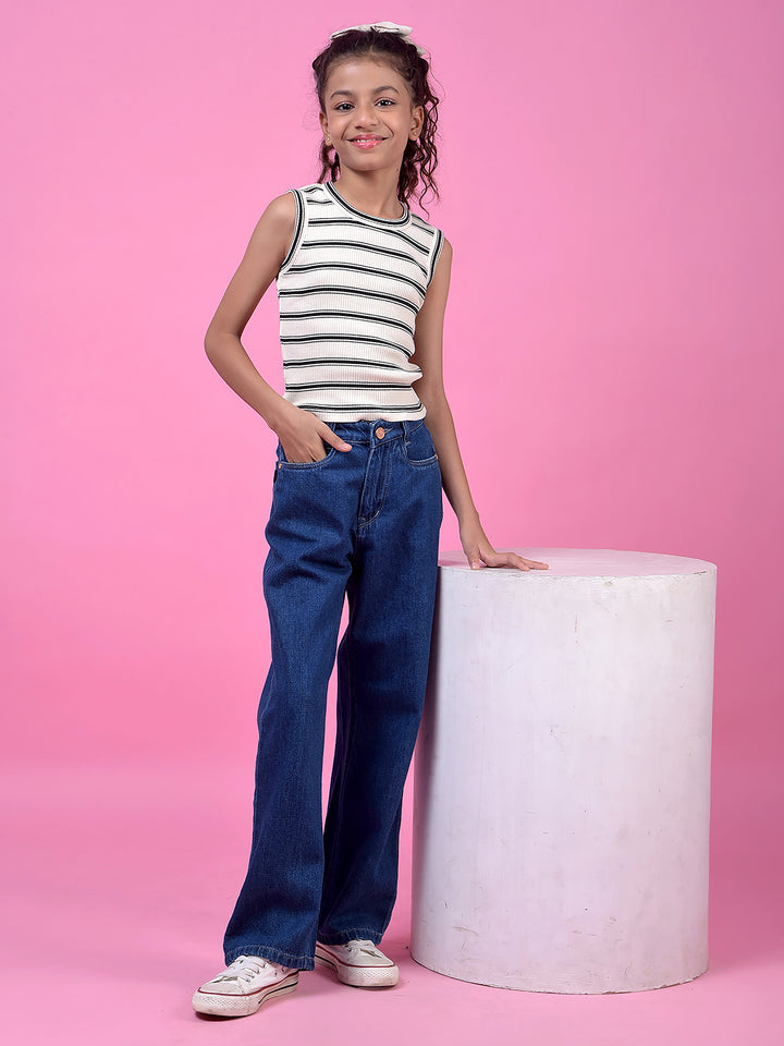 Black Horizontal Stripes Sleeveless T-Shirt