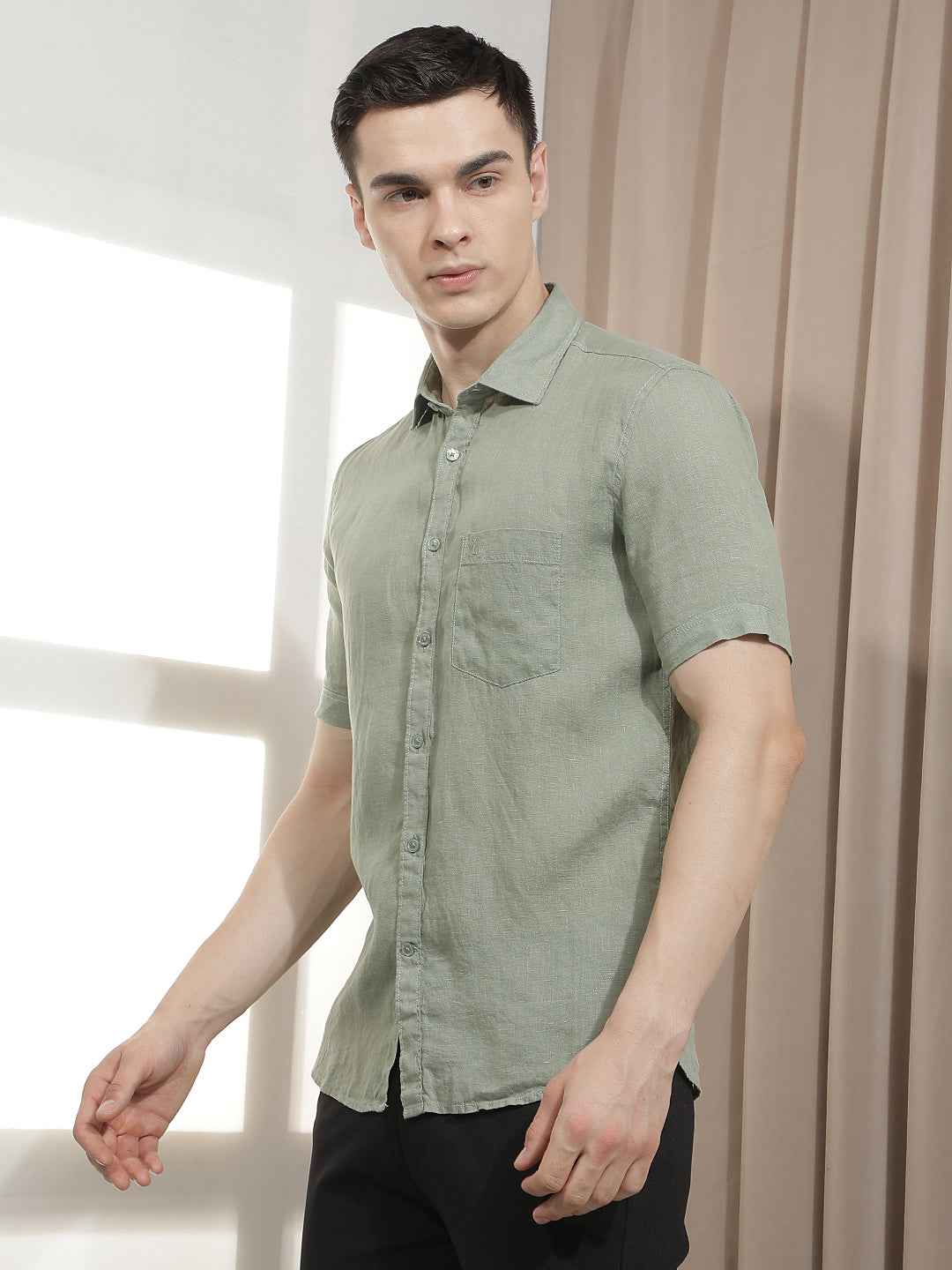 Sophisticated Sage Green Linen Shirt