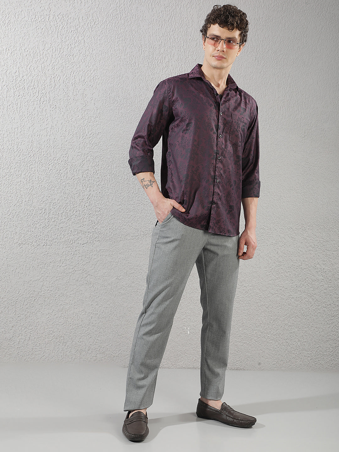 Purple Floral Print Shirt